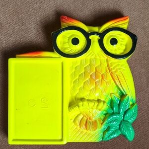 Owl Chalkware Miller Studio Note/ Pencil Holder 1970
